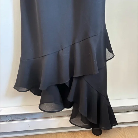 Joseph Ribkoff Black Asymmetrical Ruffled Cocktail Dress - Picture 2 of 5